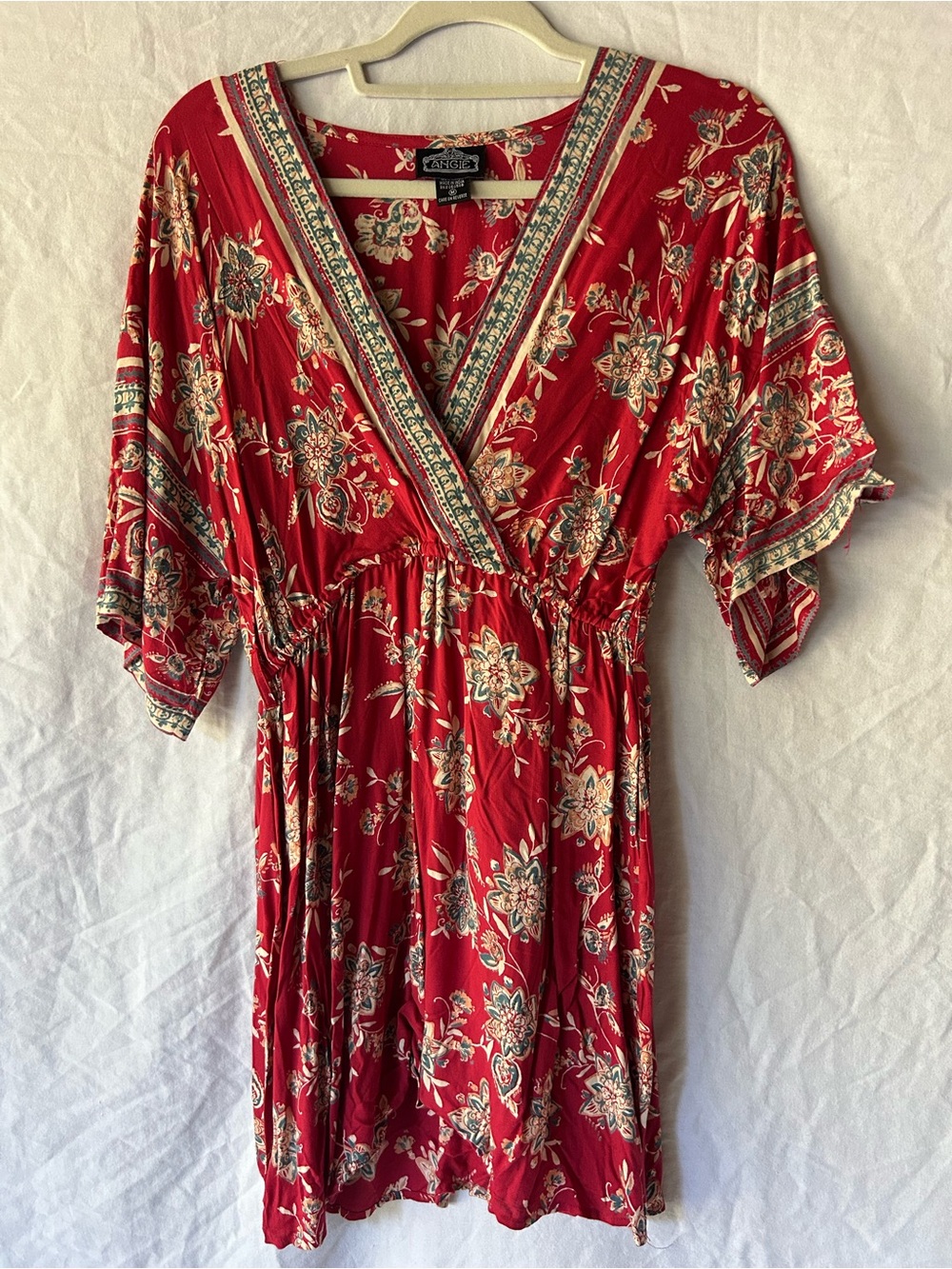 Angie Red Floral Boho Dress